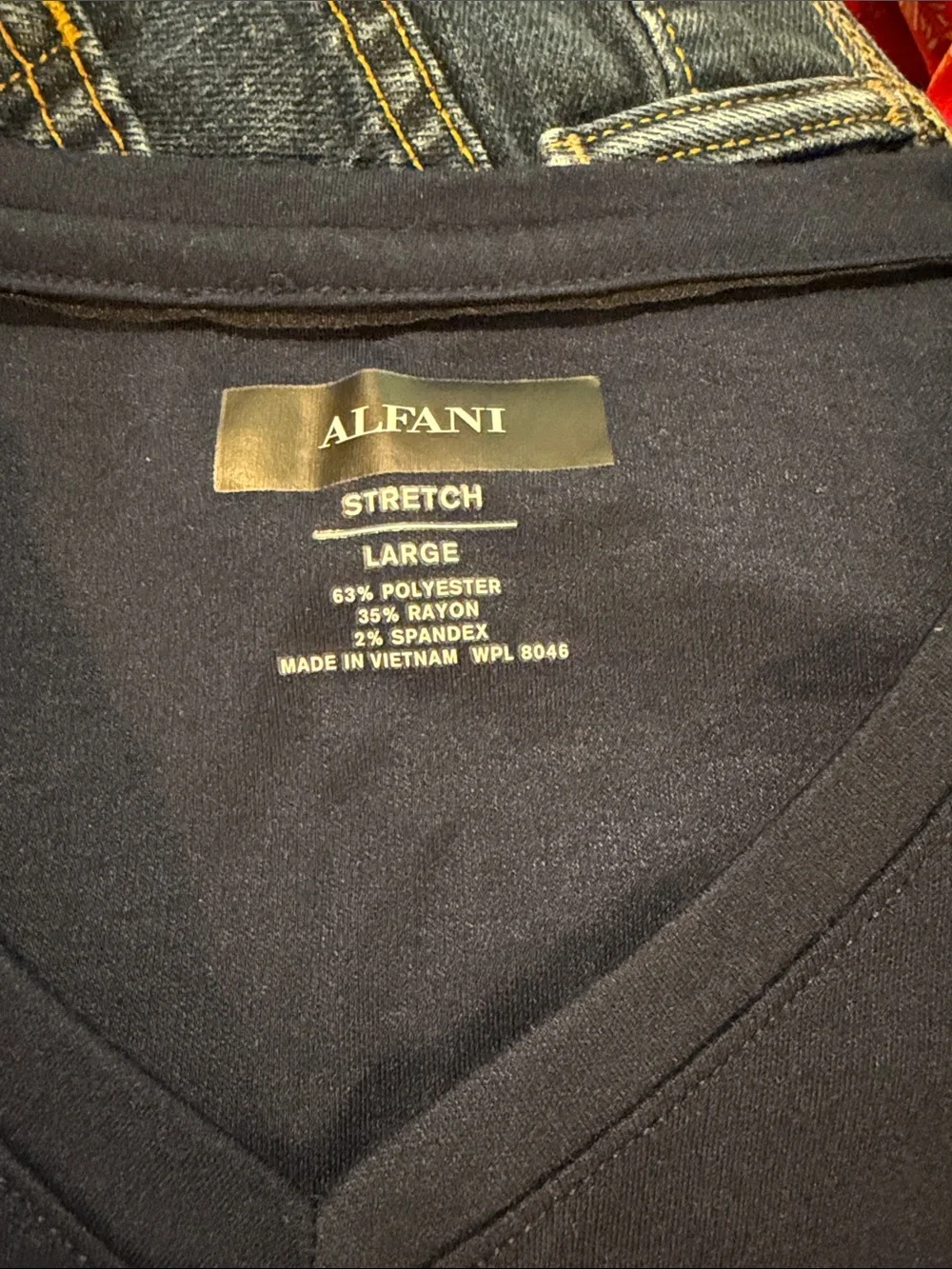 Alfani Men Navy Blue V-Neck Short Sleeve Tee